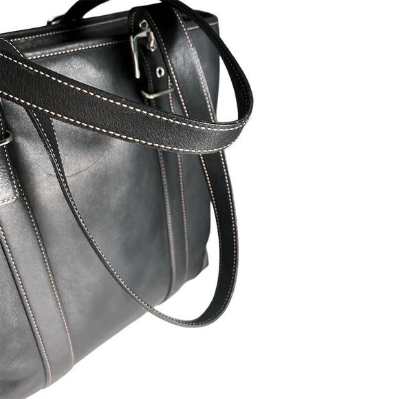 Coach Women's Black Leather Large Shoulder Tote Bag - Picture 7 of 11